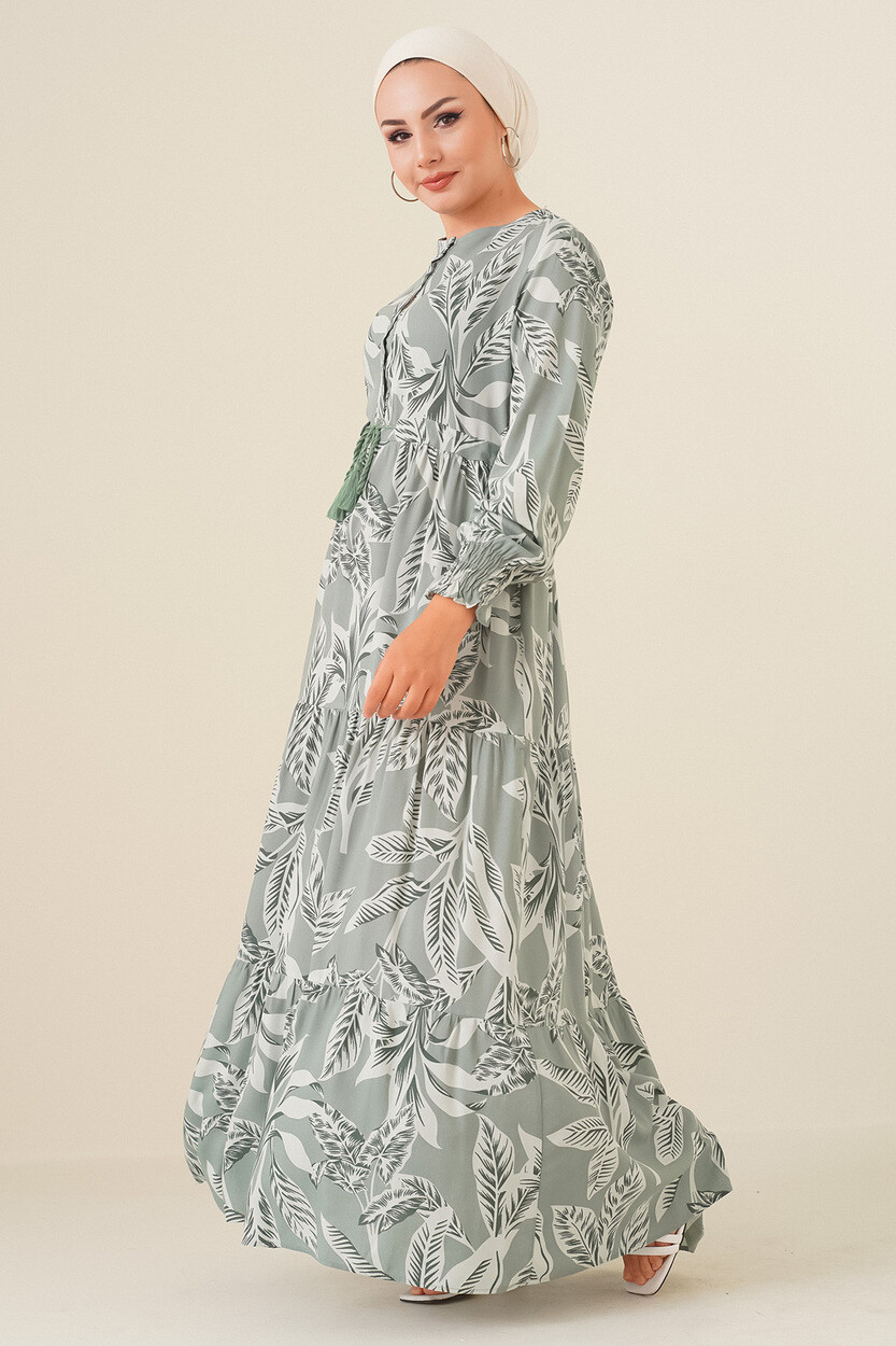 2145 Desenli Tesettür Elbise