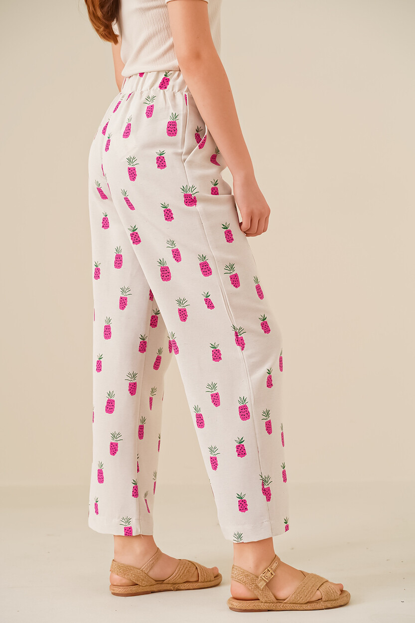 6554 Desenli Bol Paça Pantolon 