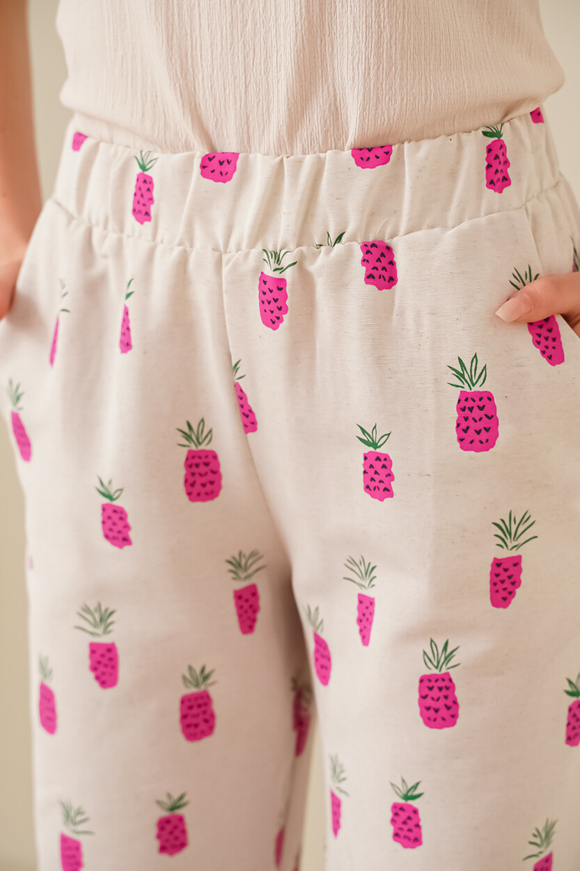 6554 Desenli Bol Paça Pantolon 