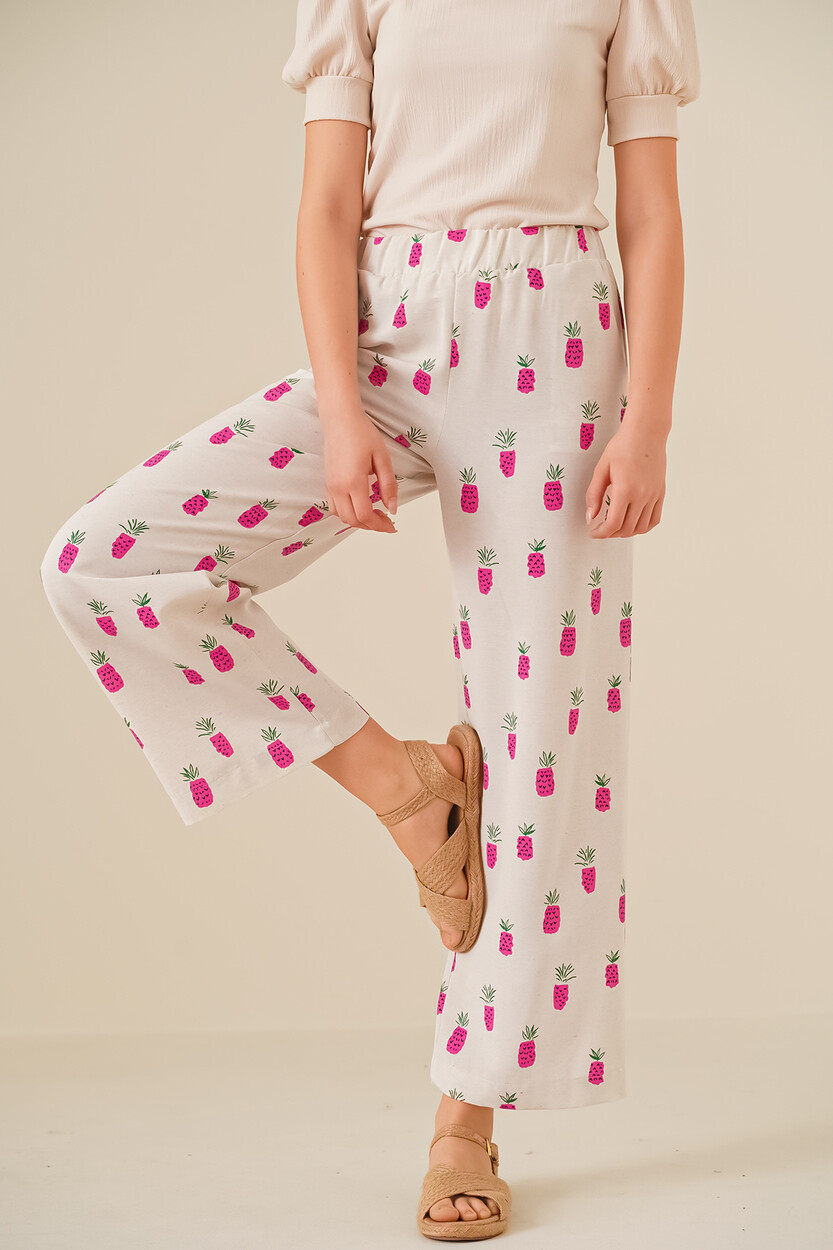 6554 Desenli Bol Paça Pantolon 