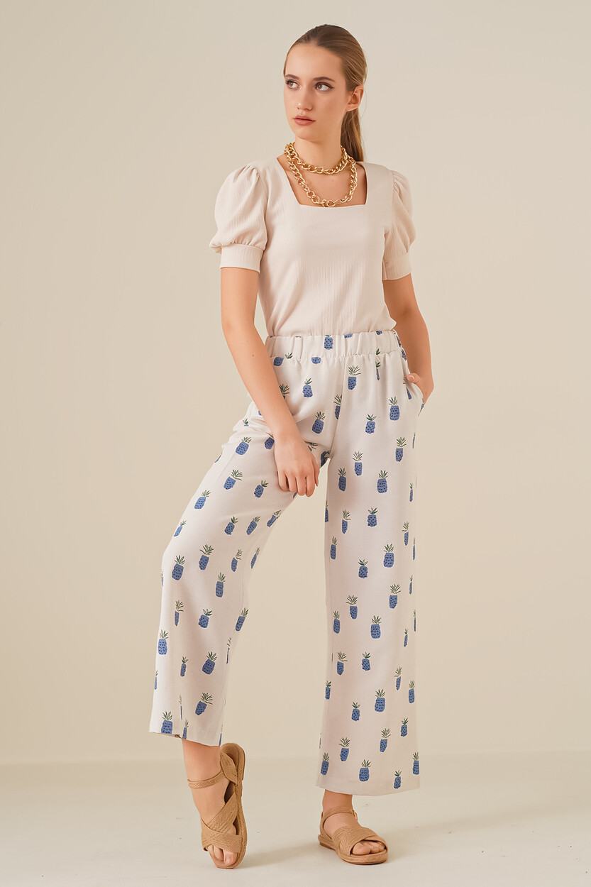 6554 Desenli Bol Paça Pantolon 