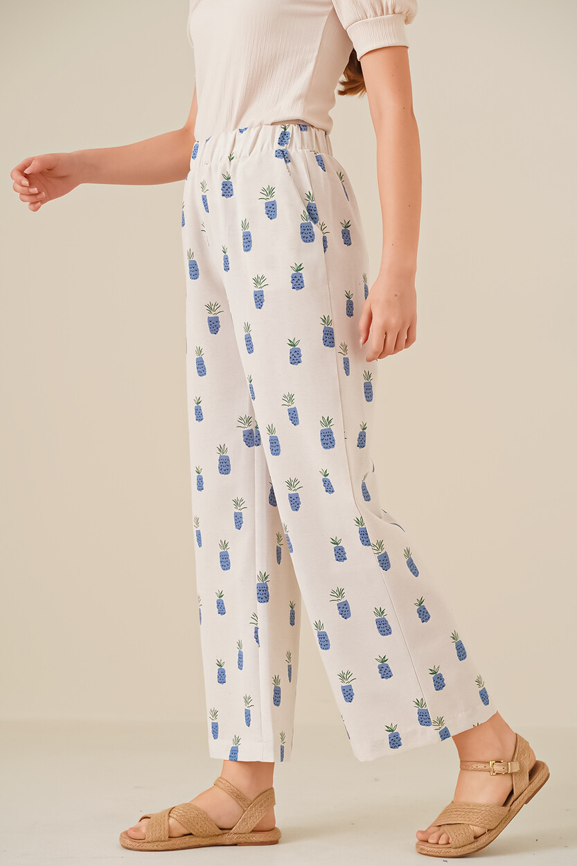 6554 Desenli Bol Paça Pantolon 