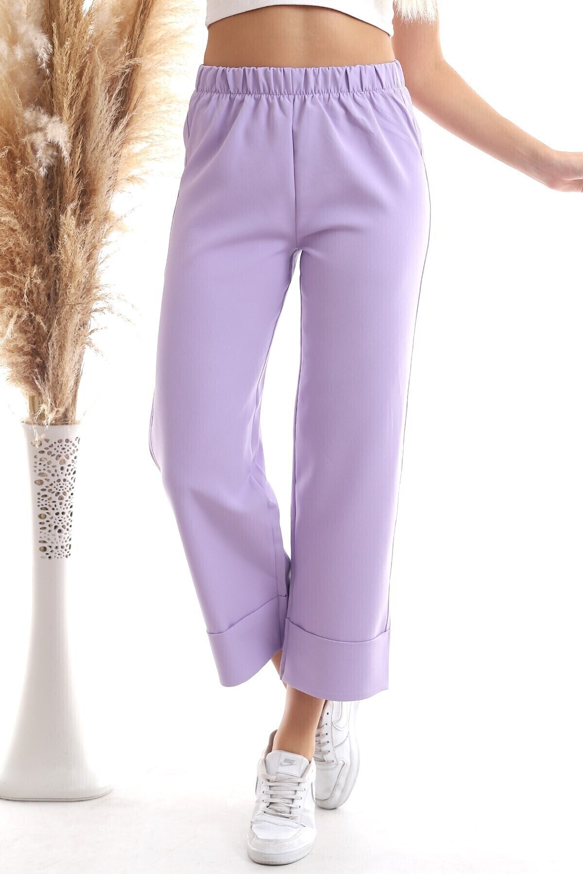  Azra Beli Lastikli Duble Paça Pantolon 