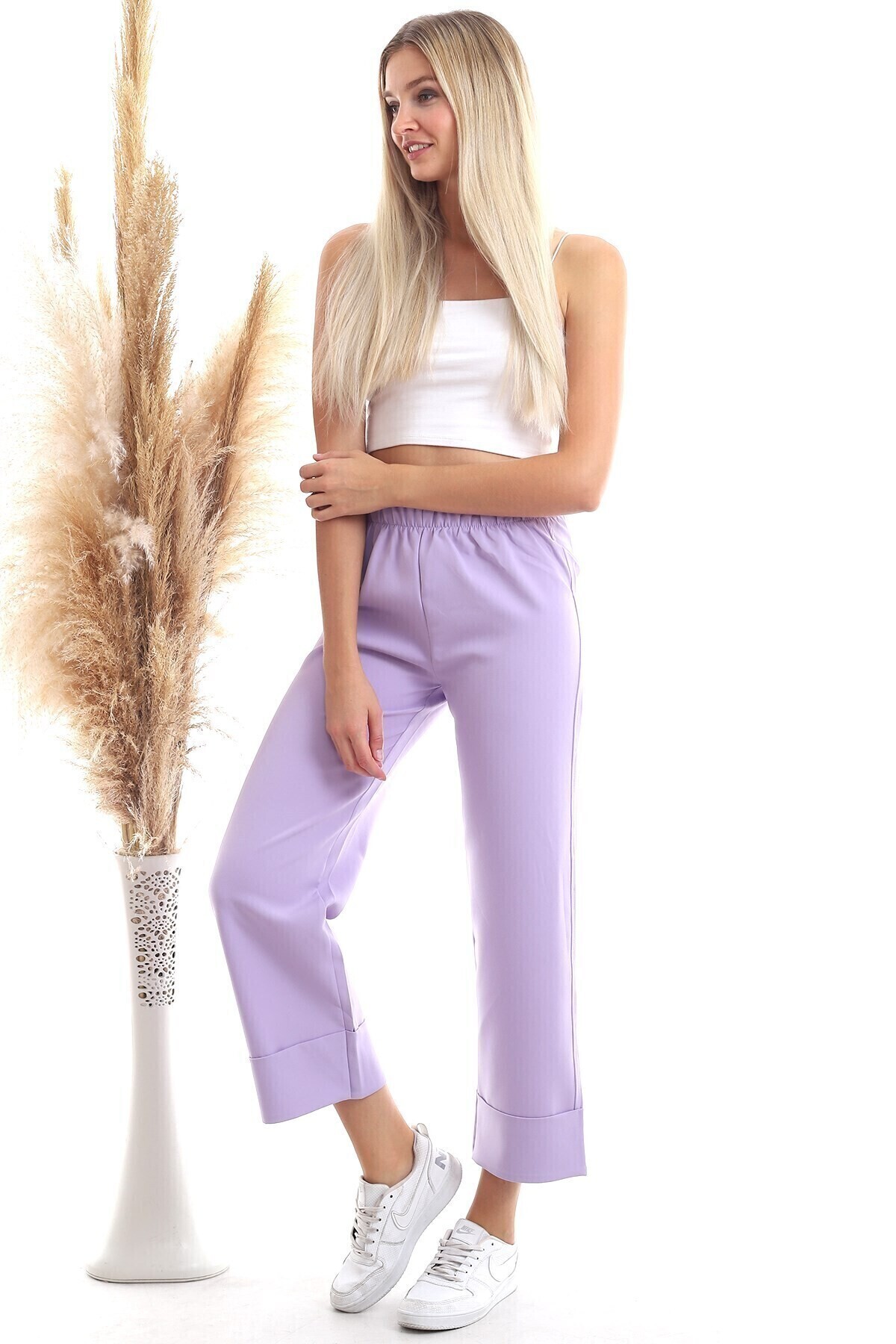  Azra Beli Lastikli Duble Paça Pantolon 