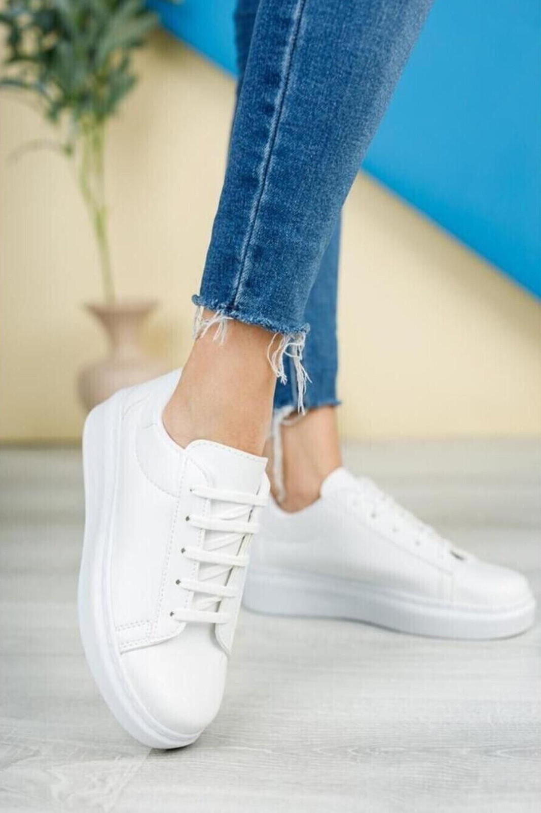 Bağcıklı Termo Taban Sneaker Deri Spor Ayakkabı