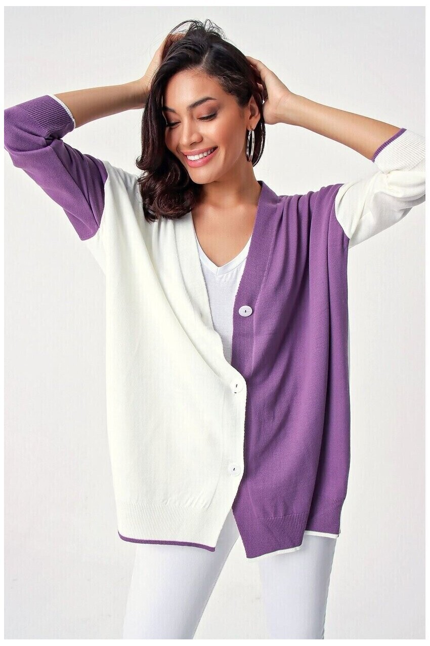 Bloklu Oversize Triko Hırka