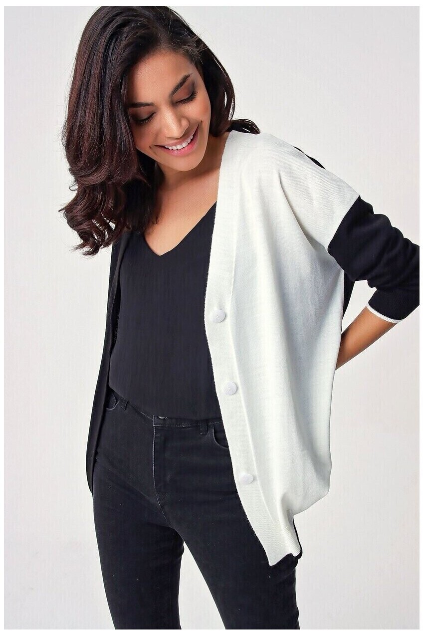 Bloklu Oversize Triko Hırka