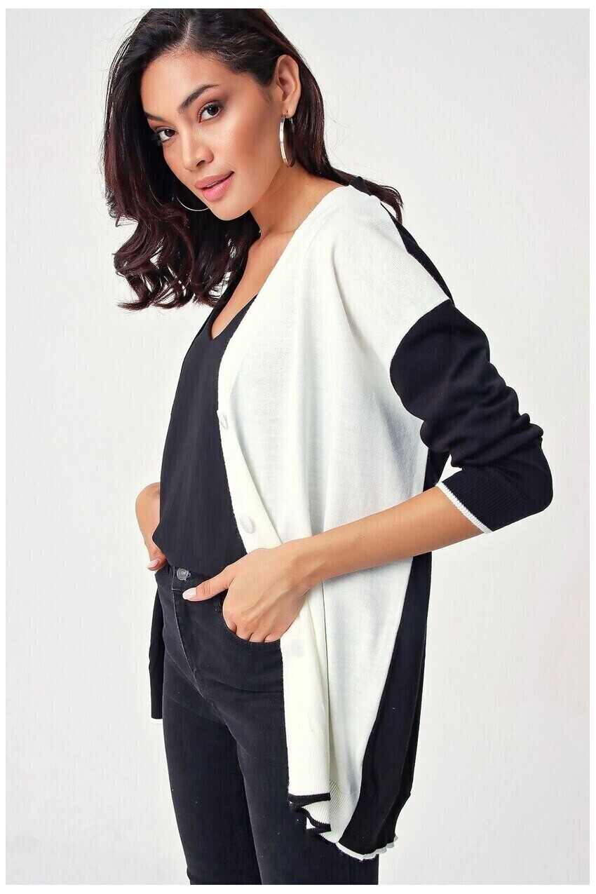 Bloklu Oversize Triko Hırka