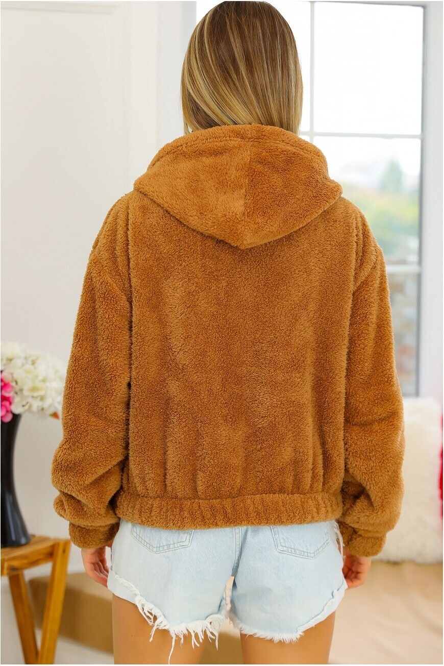 Düğmeli Peluş Mont