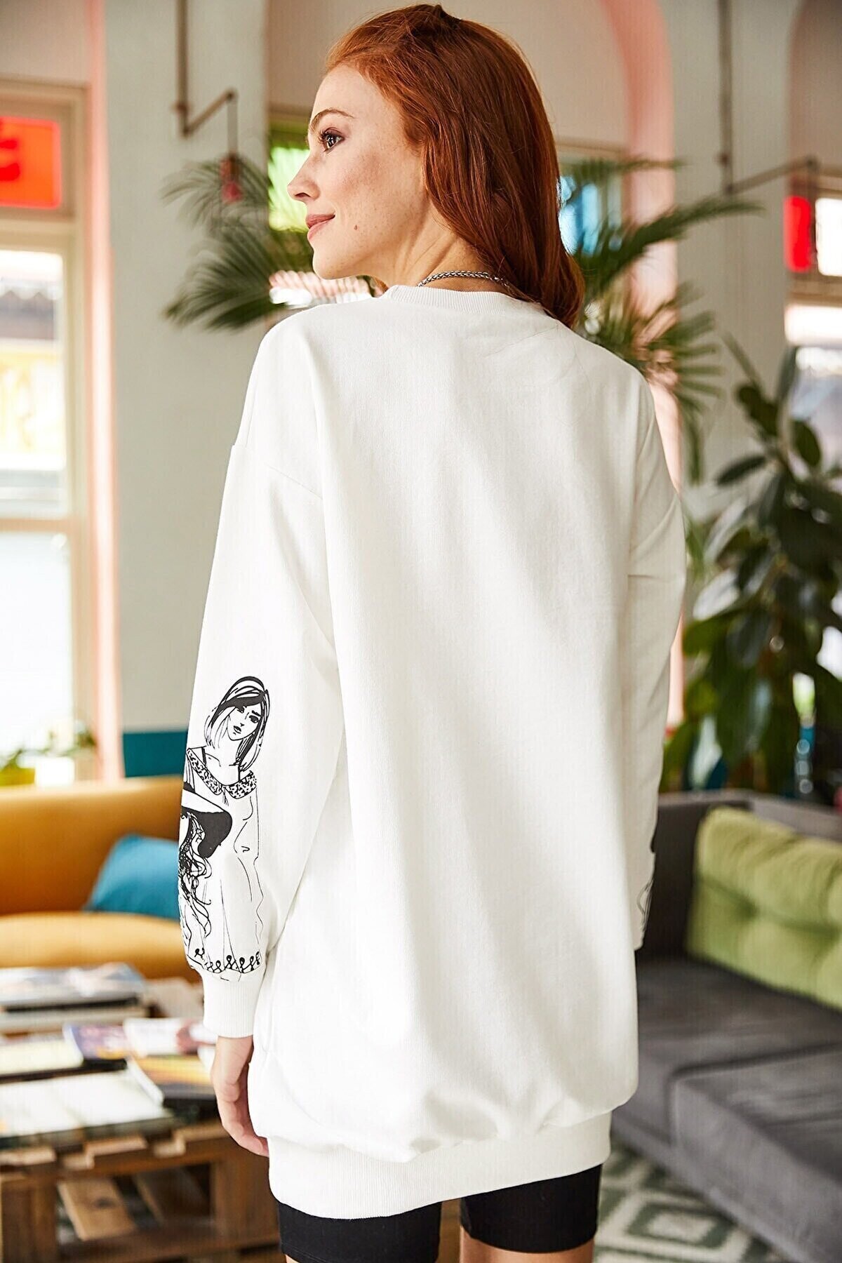 Figürlü Oversize Sweatshirt