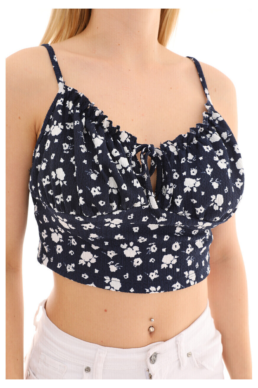 Fırfır Askılı Crop Bluz