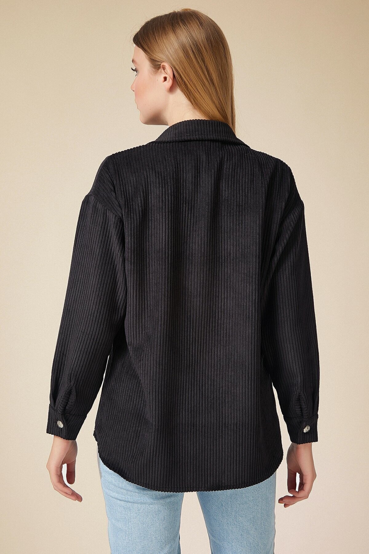 Kadife Hafif Oversize Gömlek