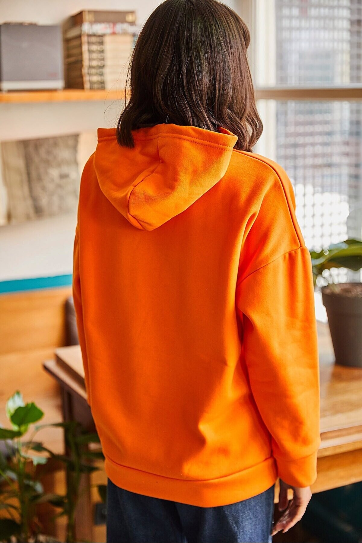 Kapüşonlu İçi Polarlı Kalın Oversize Sweatshirt