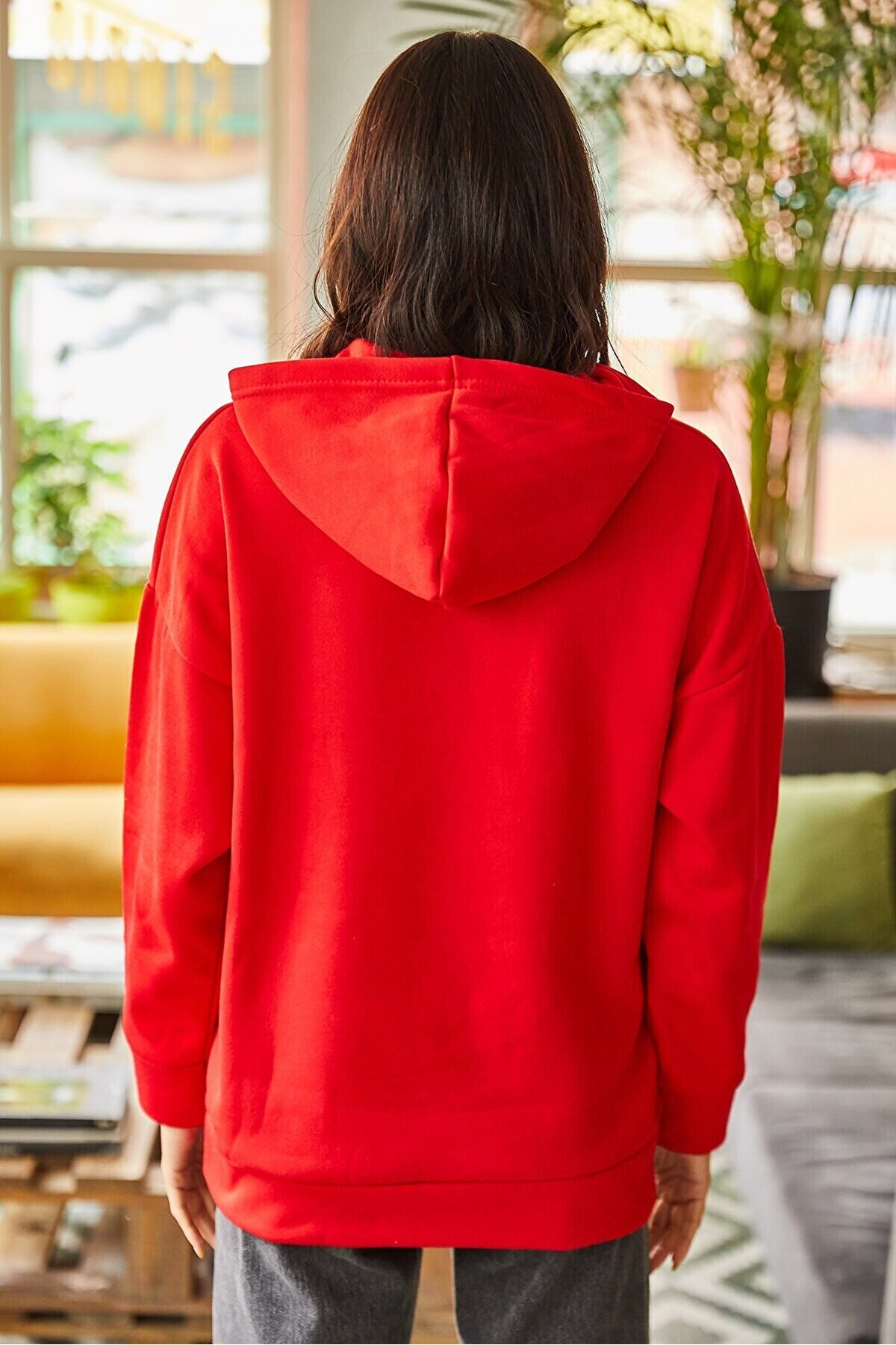 Kapüşonlu İçi Polarlı Kalın Oversize Sweatshirt