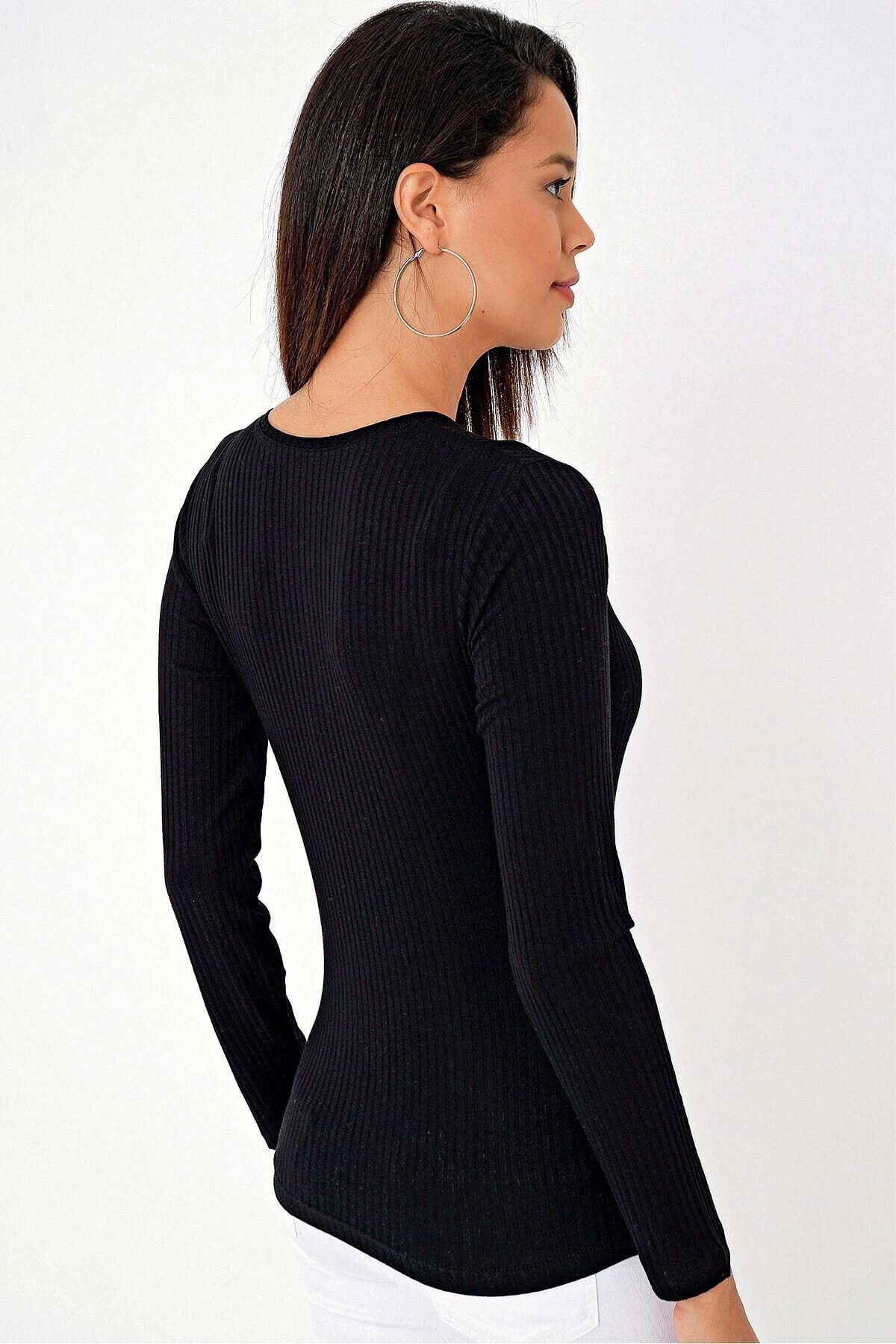 Kaşkorse Çıtçıtlı Body Bluz Siyah