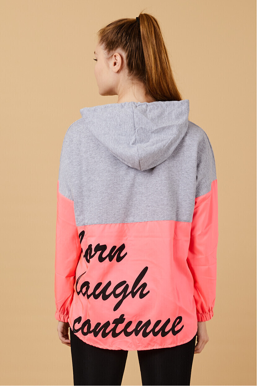 Neon Baskılı Kapşonlu Sweatshırt