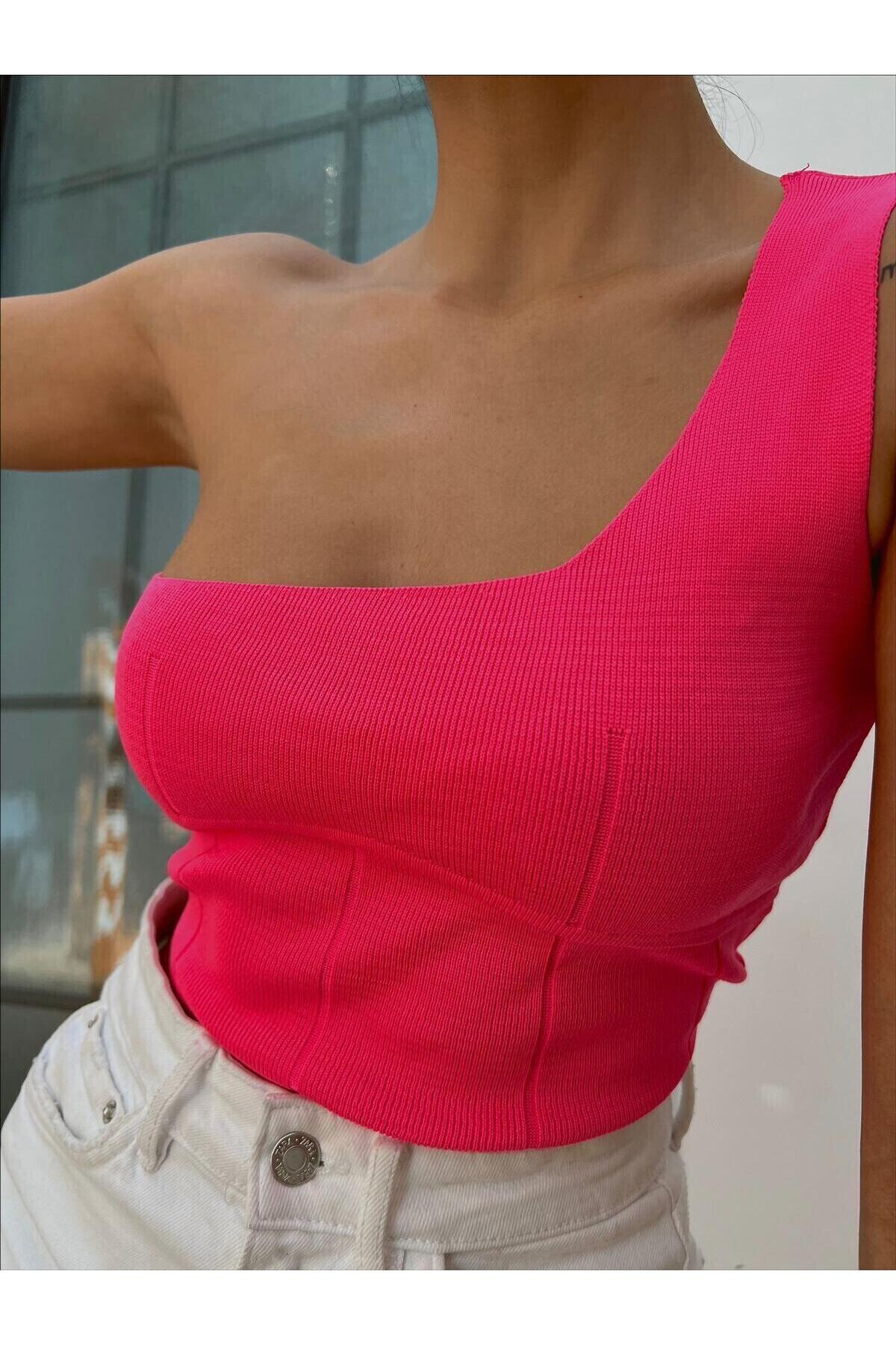 Tek Omuz Triko Bluz
