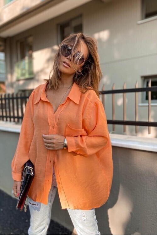 Tensel Kumaş Oversize Gömlek