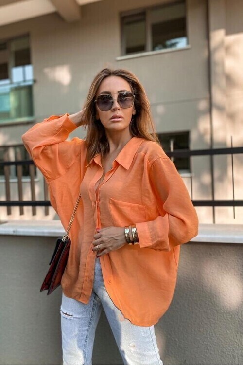 Tensel Kumaş Oversize Gömlek