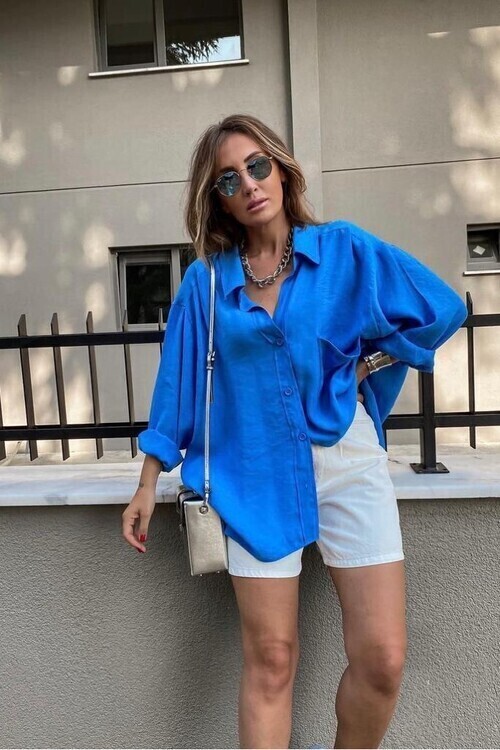 Tensel Kumaş Oversize Gömlek