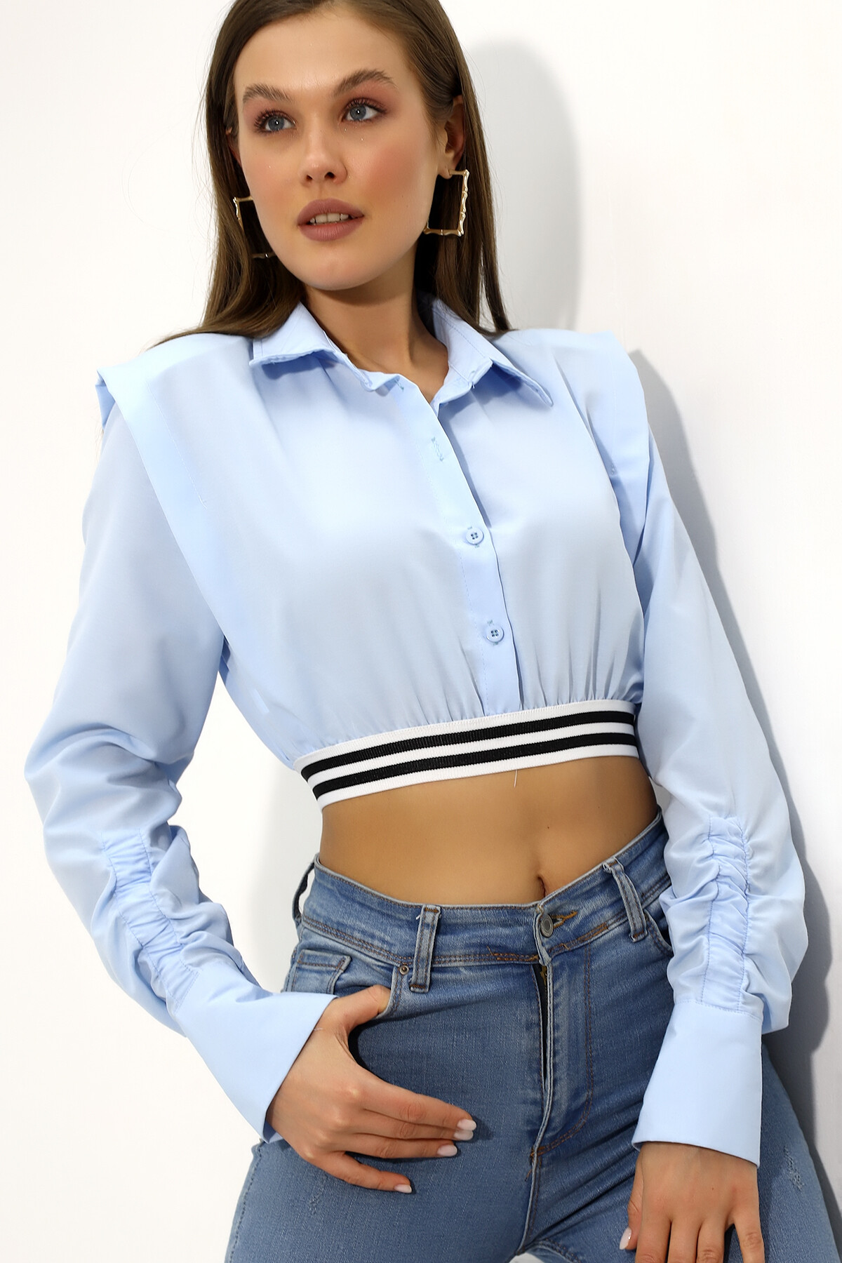Crop Detaylı Poplin Gömlek