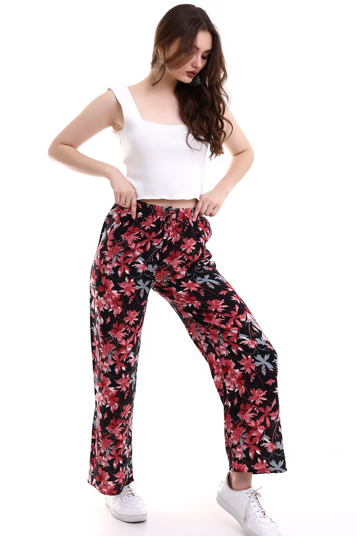 Desenli Bol Paça Pantolon
