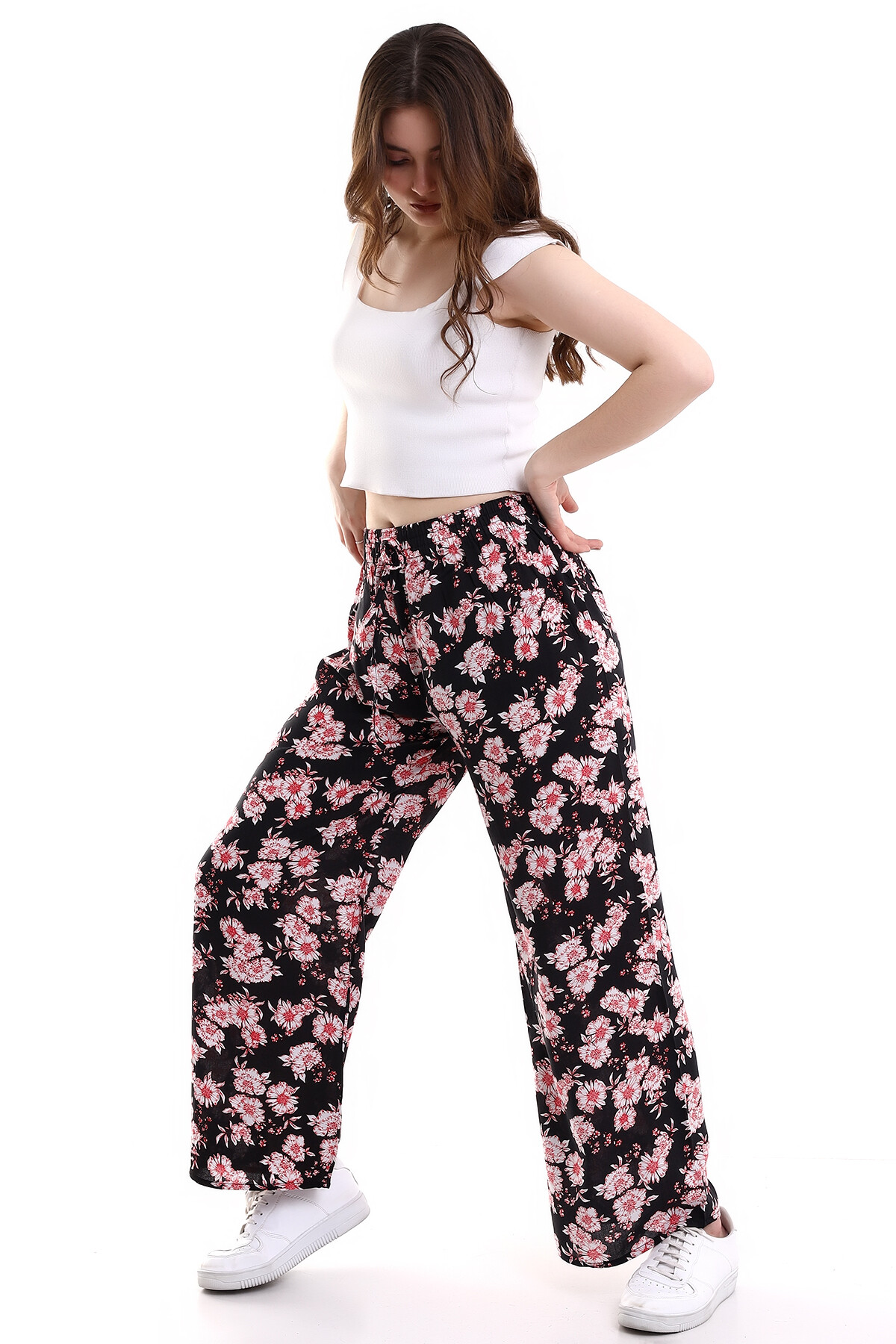 Desenli Bol Paça Pantolon