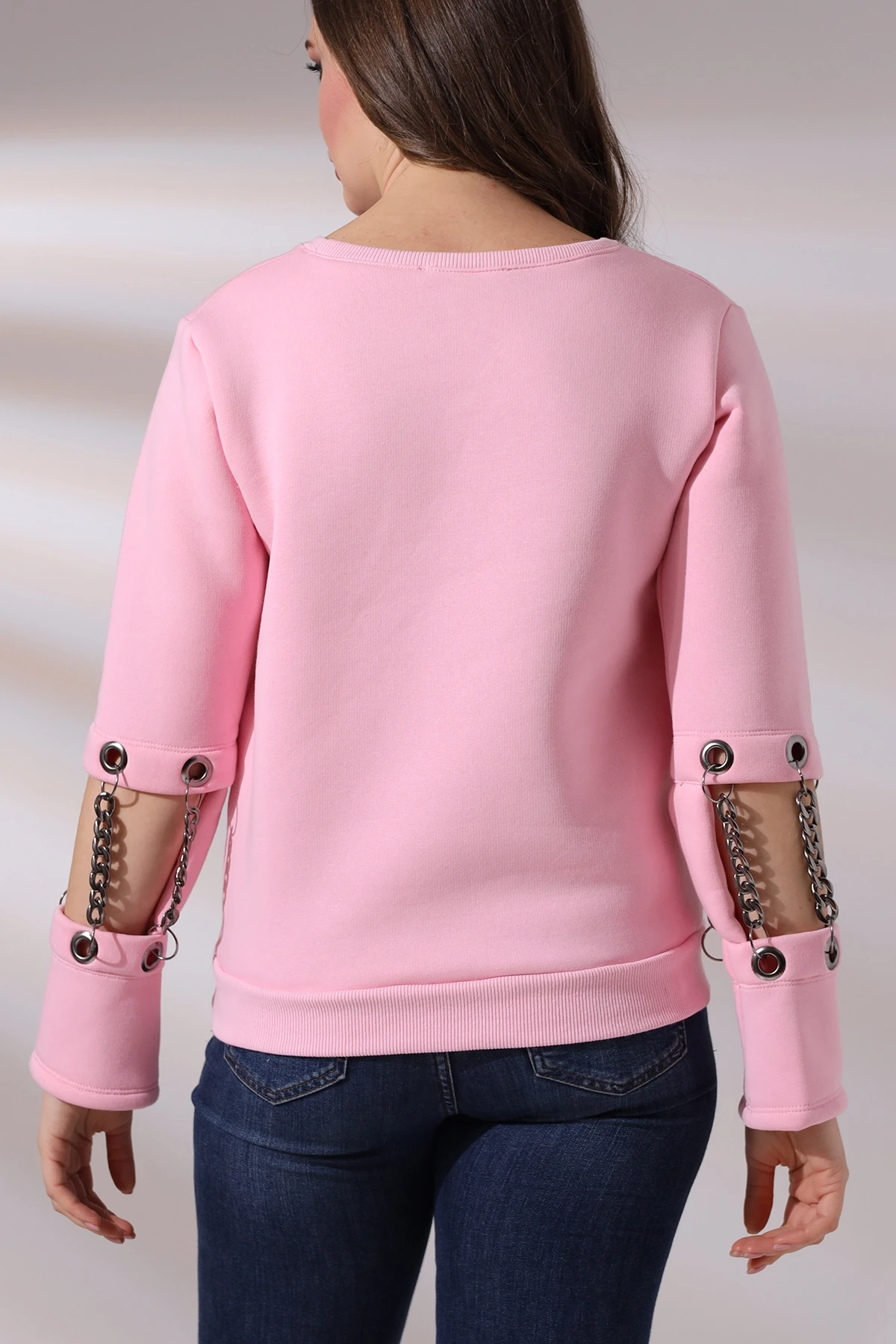 Kol Zincir Detay 3 İplik Sweatshirt