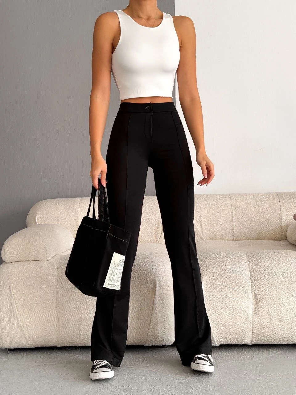 Likralı Çimalı Pantalon