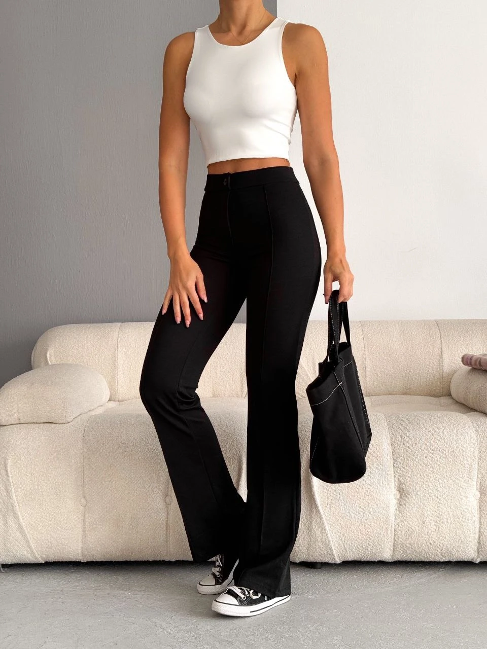 Likralı Çimalı Pantalon
