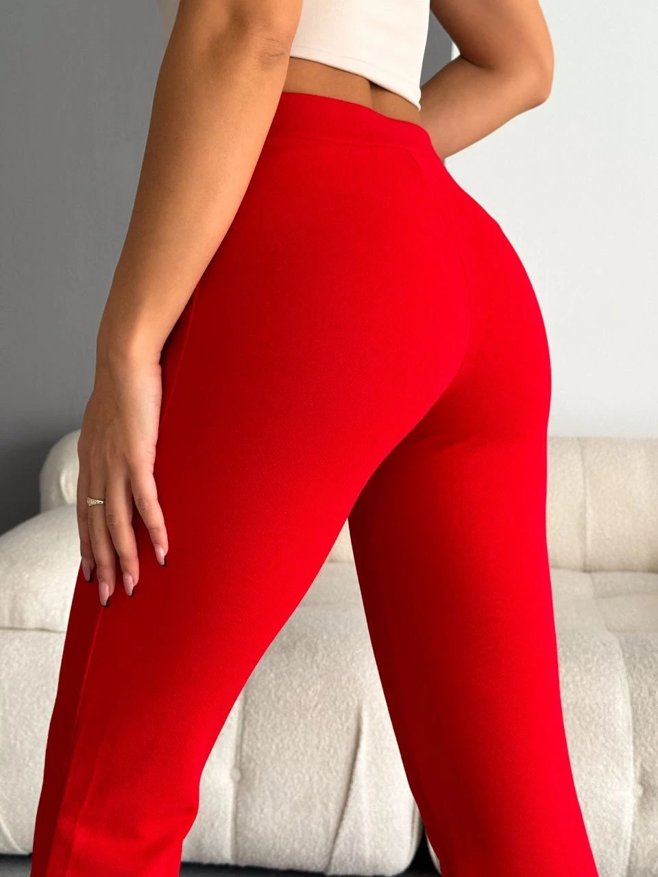 Likralı Çimalı Pantalon