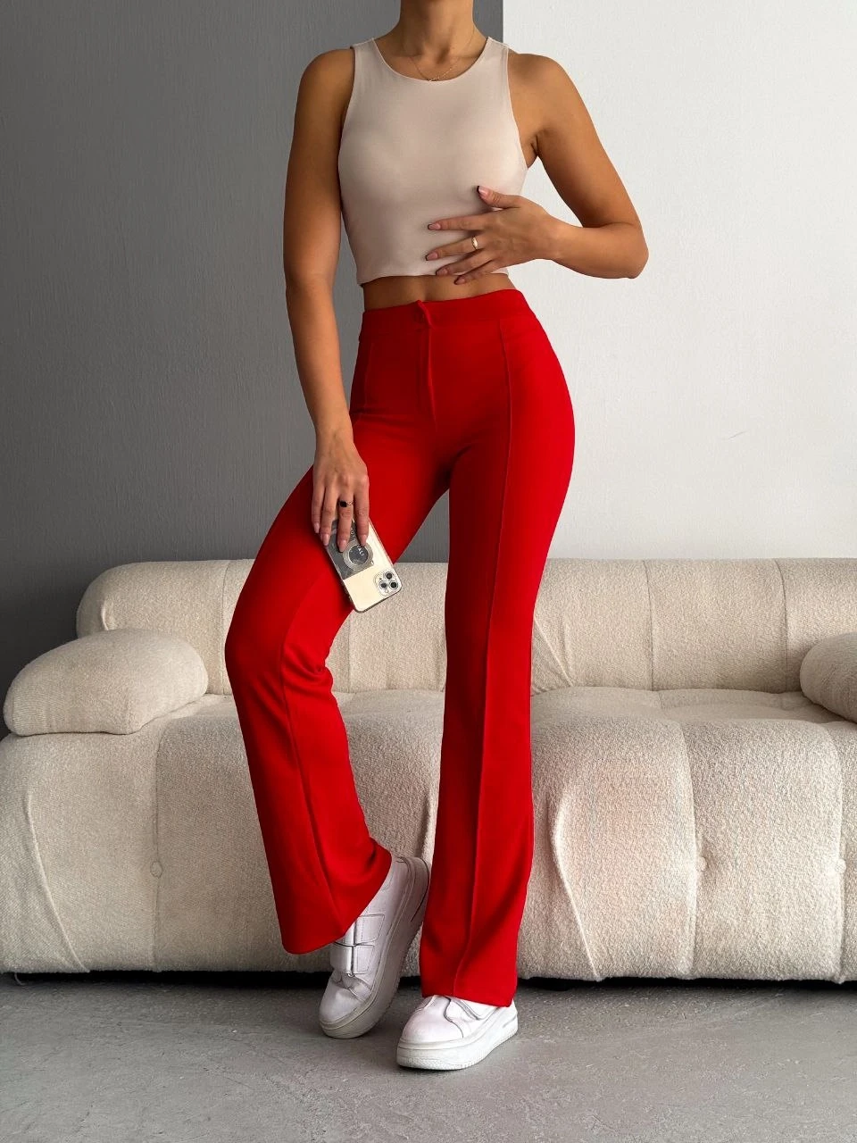 Likralı Çimalı Pantalon