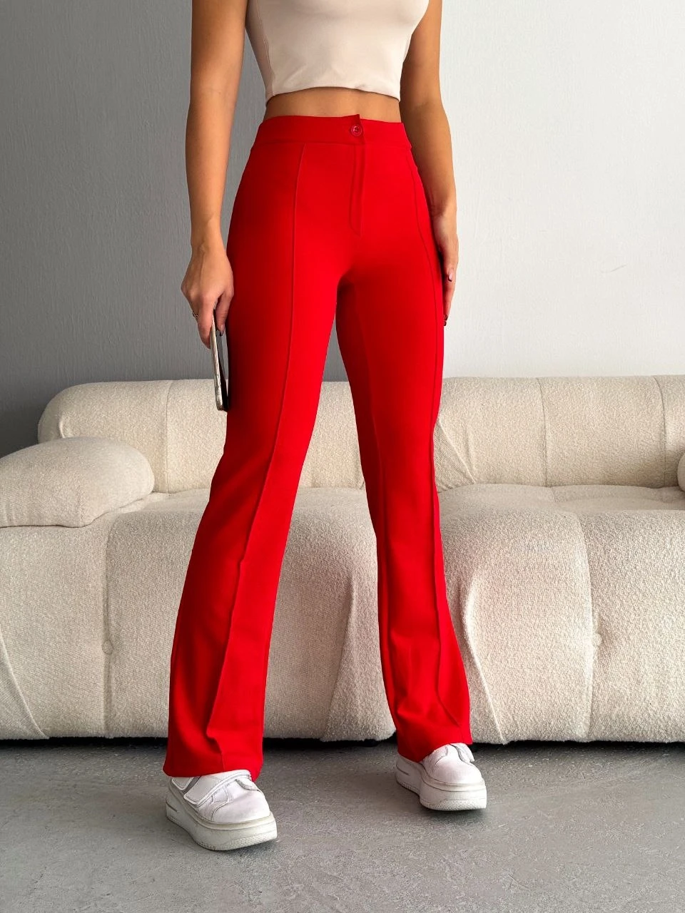 Likralı Çimalı Pantalon