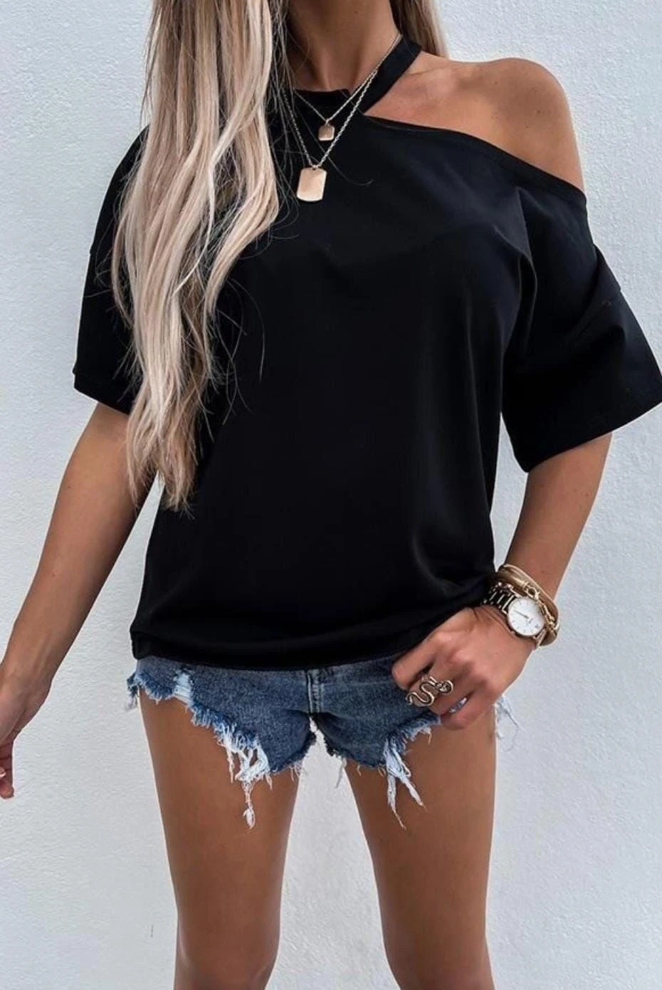 Omuz Detay Oversize T-Shirt