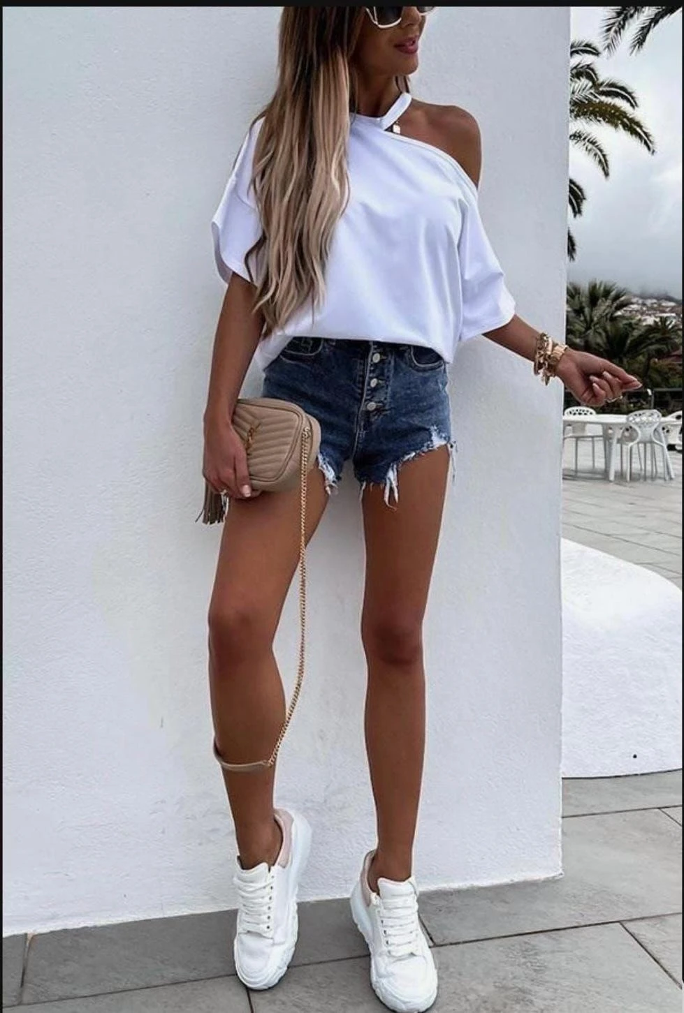 Omuz Detay Oversize T-Shirt