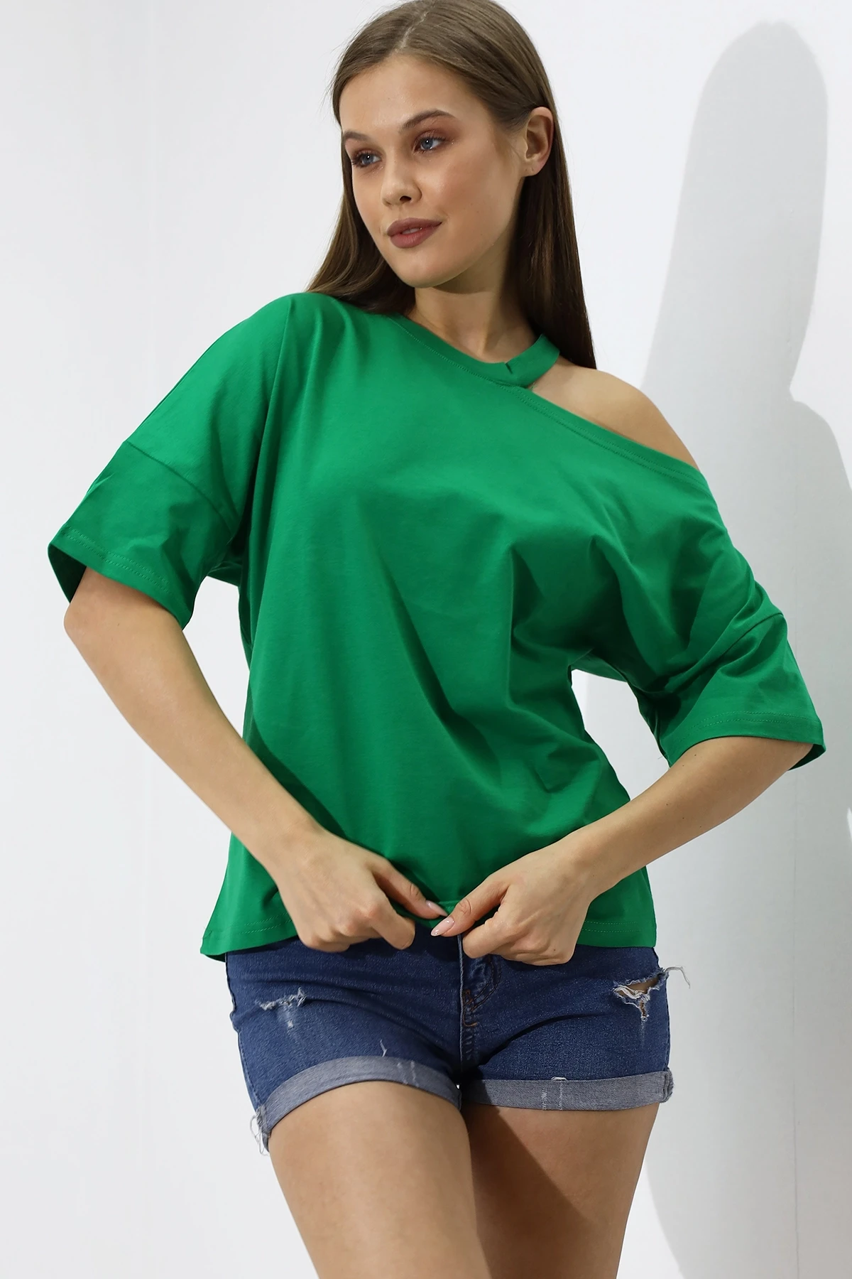 Omuz Detay Oversize T-Shirt