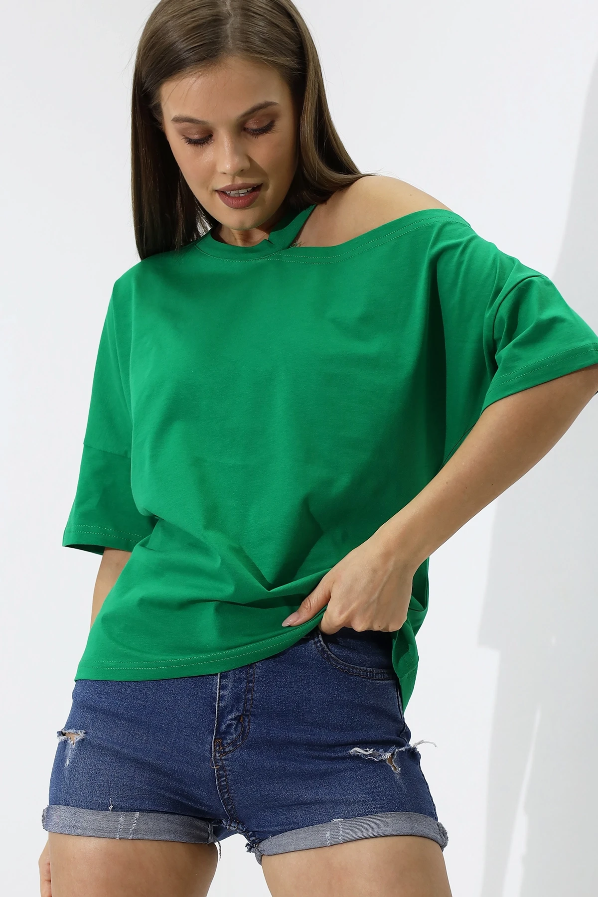 Omuz Detay Oversize T-Shirt