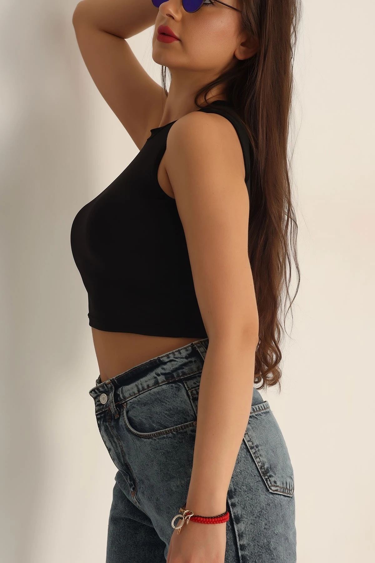 Sandy Kumaş Crop Bluz