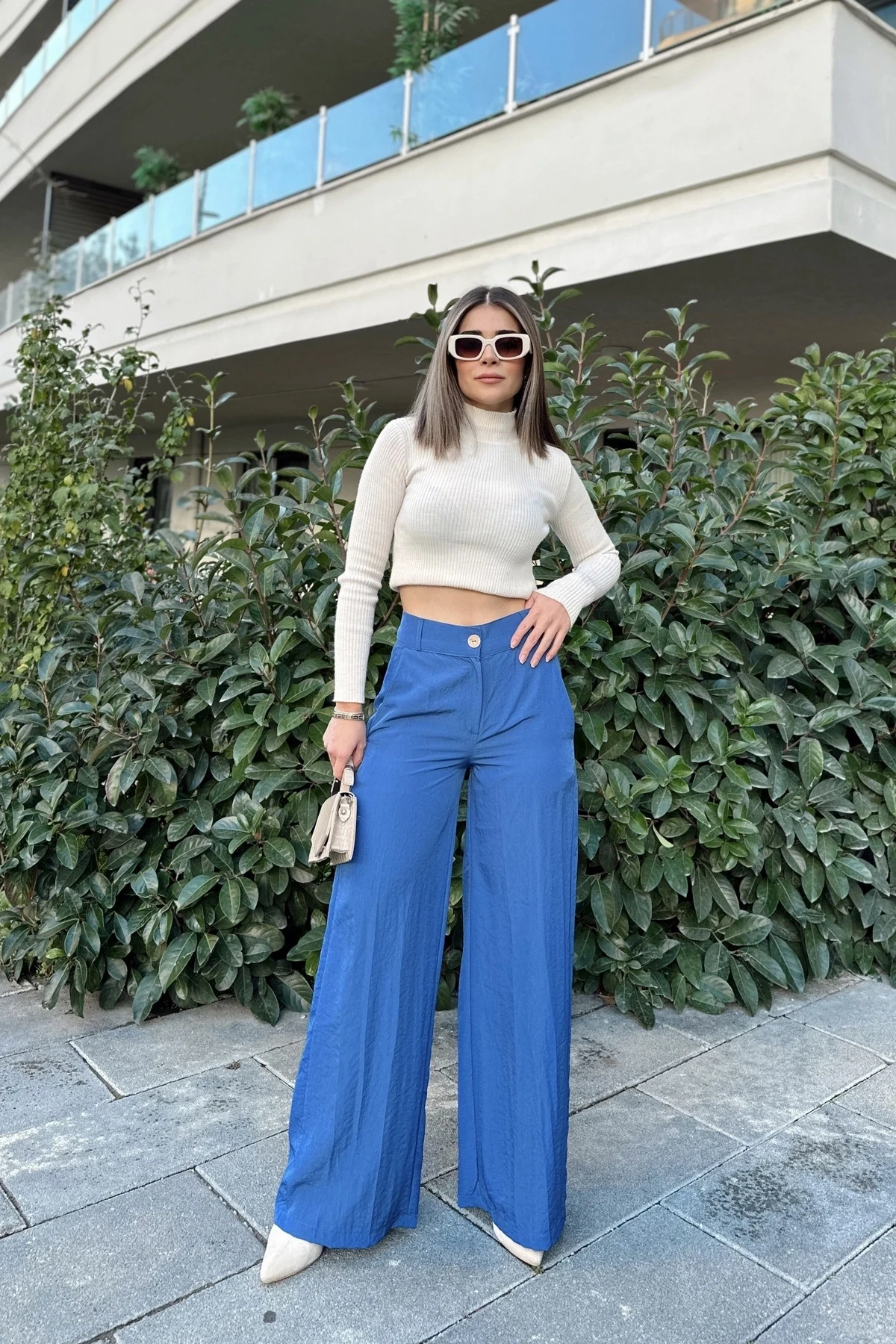 Yüksek Bel Bol Paça Pantalon