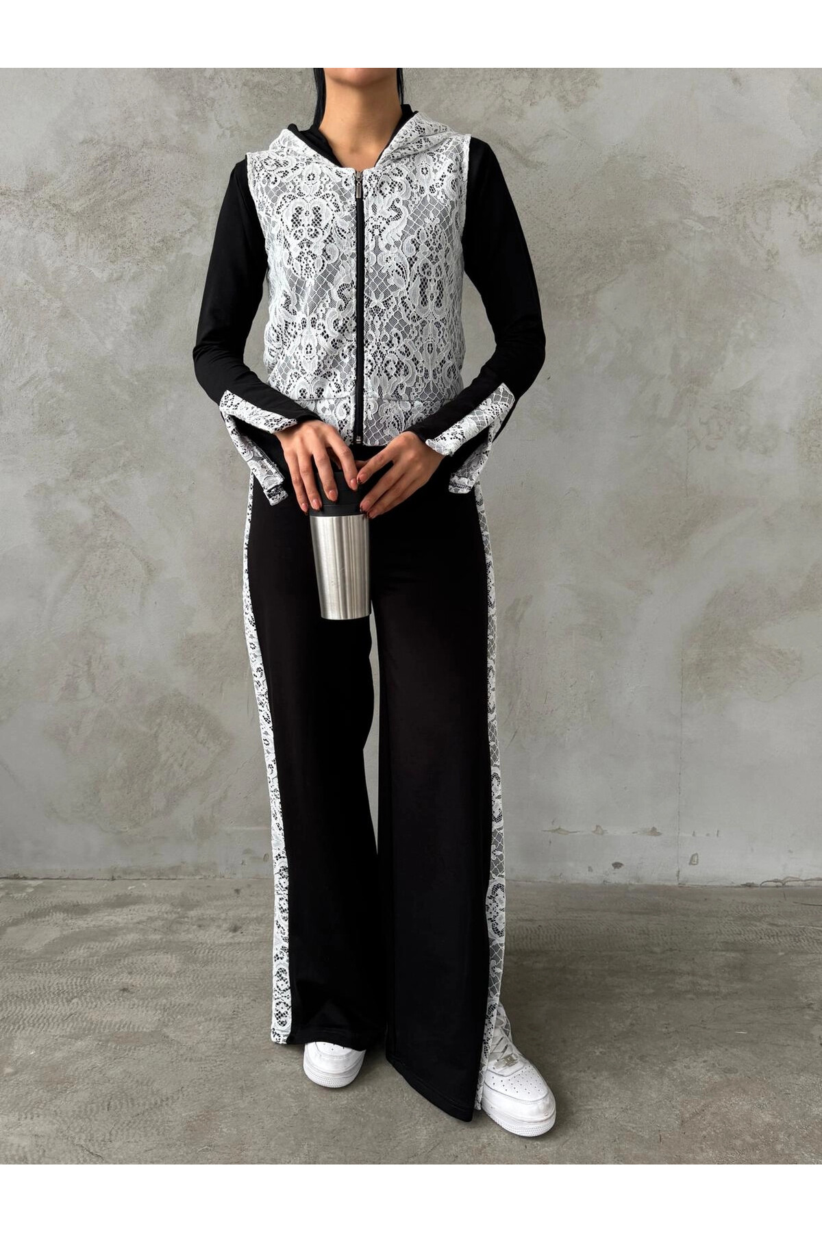 Dantelli Pantolon&Bluz&Yelek 3lü Takım