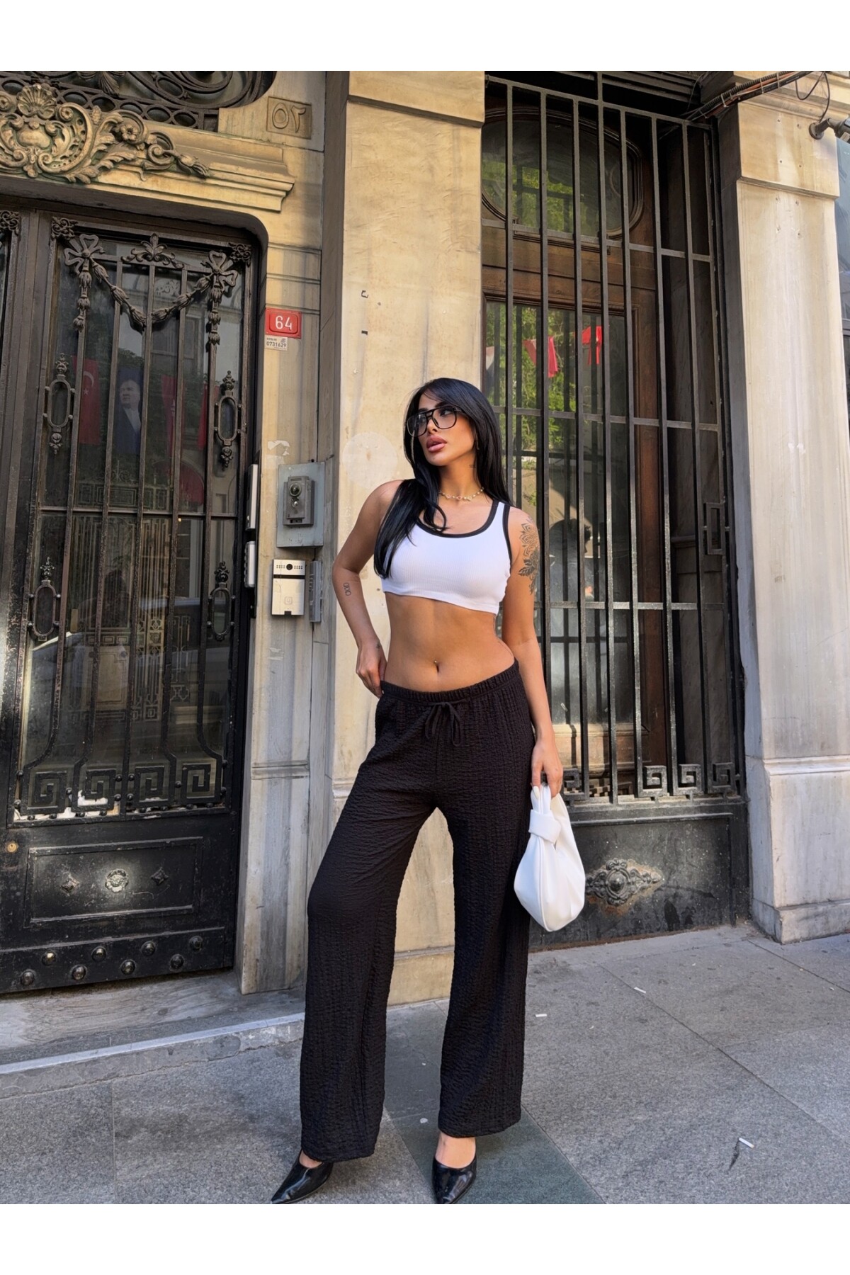 Gofre Bol Paça Pantalon Siyah