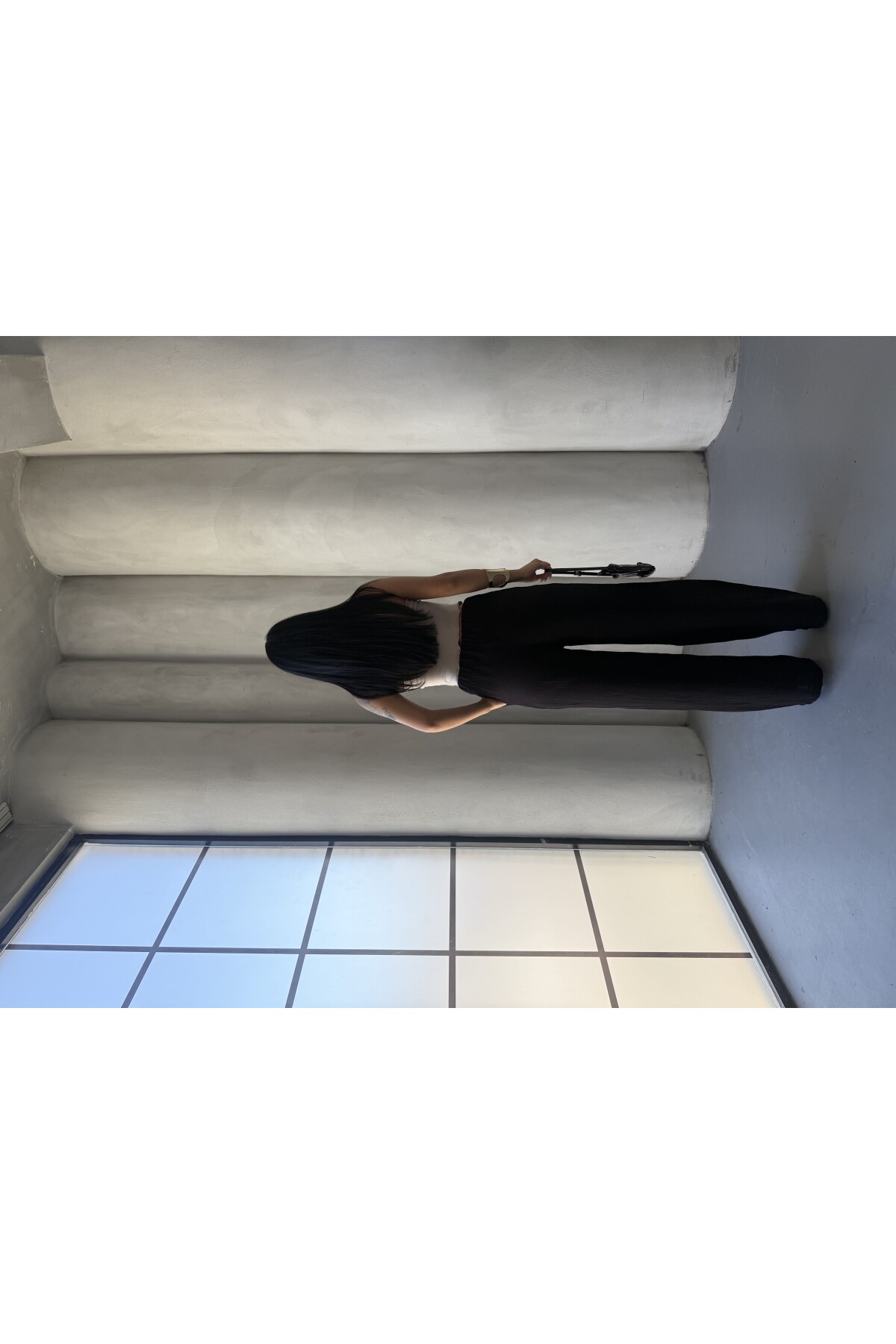 Müslin Kumaş Bol Paça Pantalon Siyah