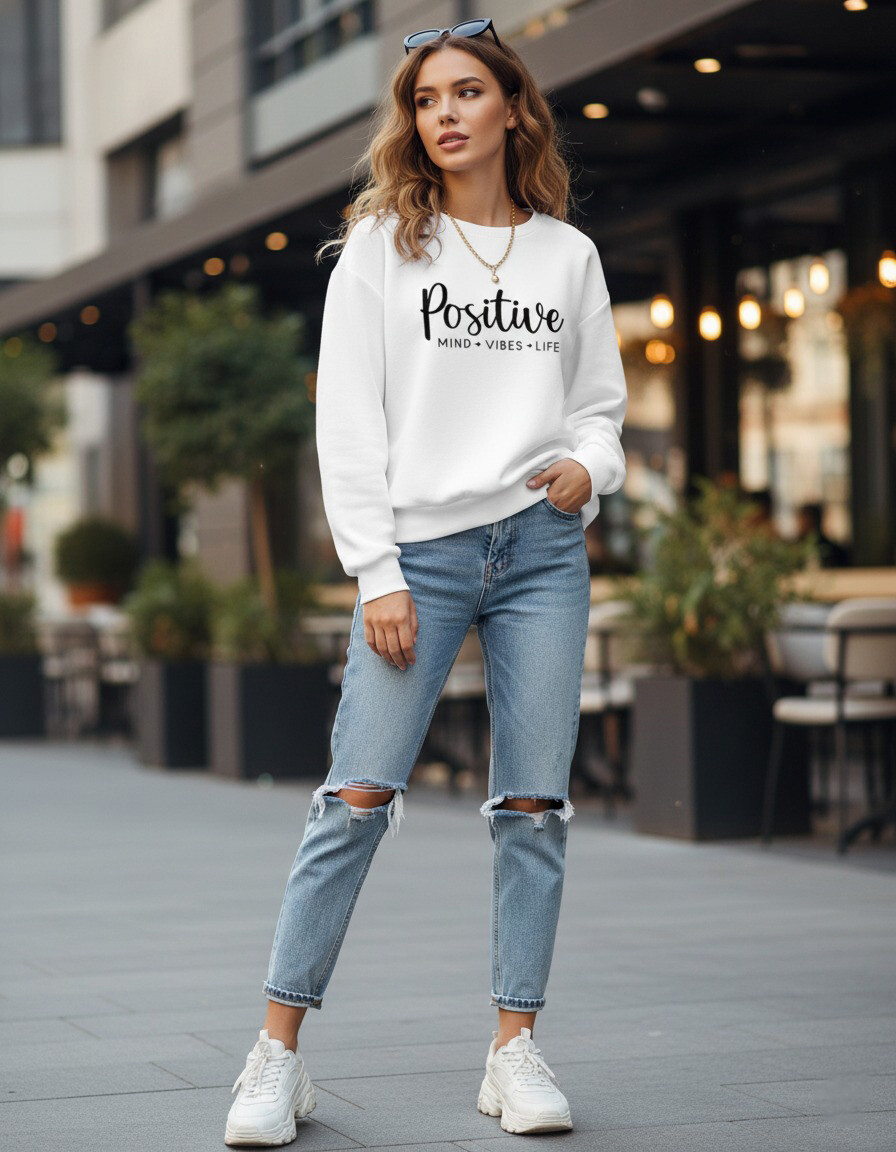 Positive Energy Sweatshirt Beyaz