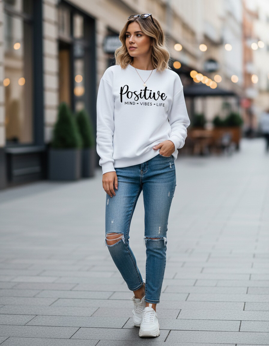 Positive Energy Sweatshirt Beyaz
