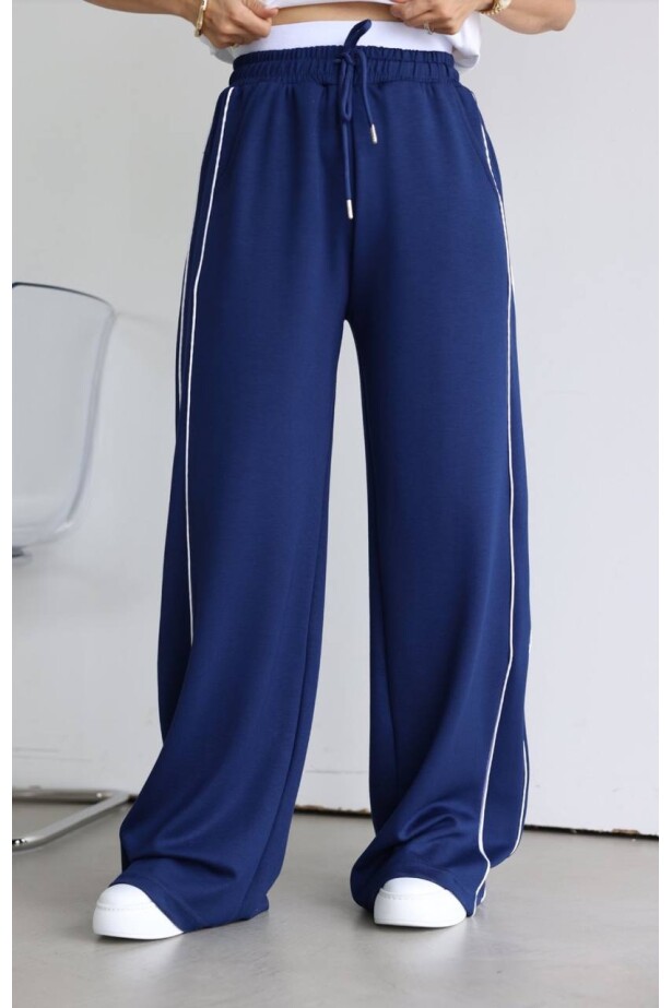 Bel Parça Detay Yanları Şeritli Modal Kumaş Eşofman Altı