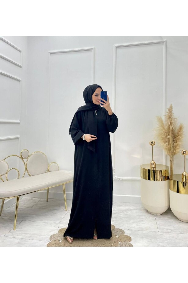 Fermuar Kapamalı Namaz Elbisesi Siyah