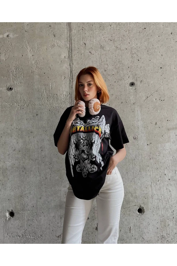 Ön Arka Baskılı Oversize T-Shirt