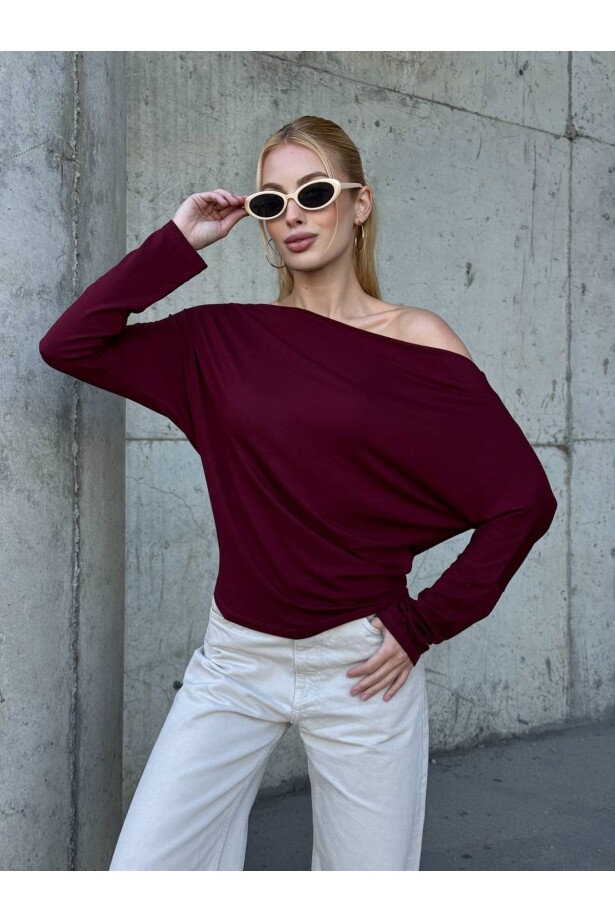 Asimetrik Detay Uzun Kol Bluz