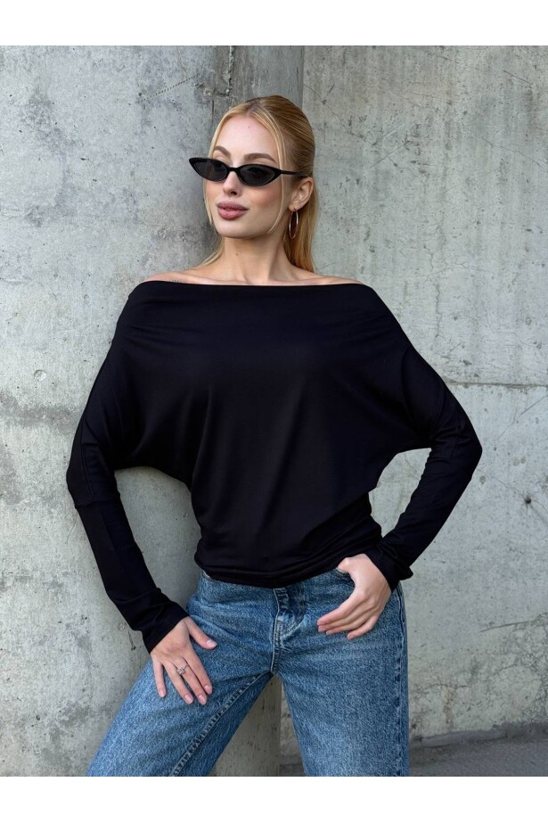 Asimetrik Detay Uzun Kol Bluz