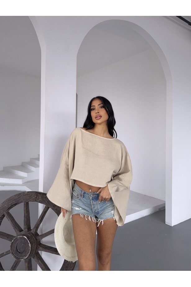 Müslin Keten Bluz Bej